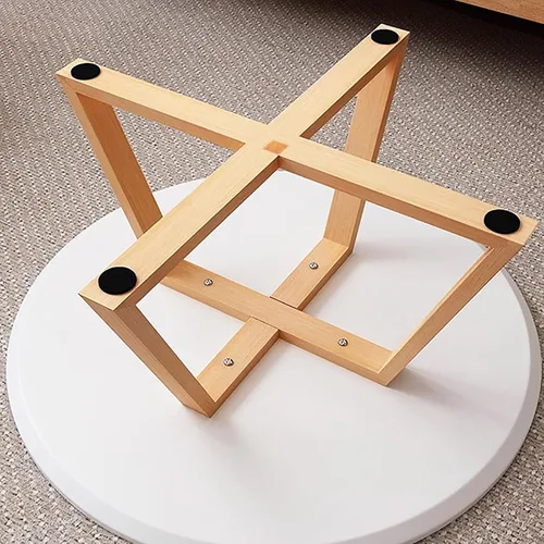 Miniatura 7 de HM&DX Mesa auxiliar de madera maciza, moderna mesa de centro redonda para sala de estar, mesa auxiliar de madera de granja, mesa auxiliar pequeña