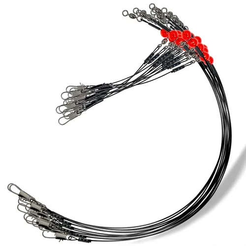 Miniatura 19 de YOTO Líderes de pesca, aparejo de aparejos de acero inoxidable con señuelo de aparejos giratorios a presión, líder de alambre de agua salada, líder