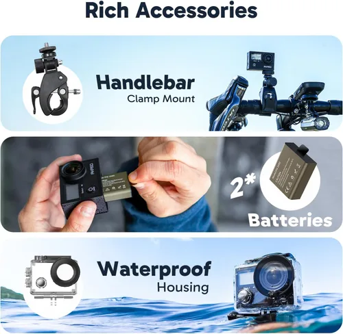 Miniatura 8 de AKASO Brave 4 Cámara de acción 4K 30fps con tarjeta MicroSDXC de 128 GB 20MP Ultra HD 131FT Cámara submarina impermeable EIS WiFi Control remoto 5X