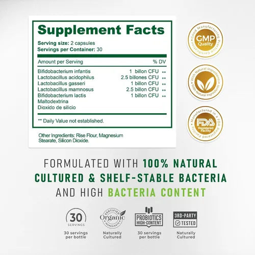 Miniatura 5 de Bacterium Plus, producto natural, cápsulas vegetarianas, bienestar general, 60 unidades, paquete de 1