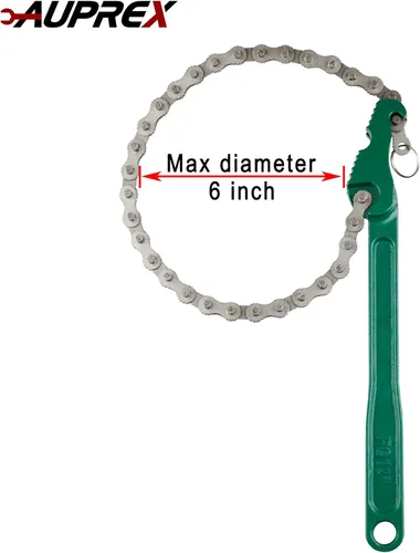 Miniatura 6 de AUPREX Llave inglesa de filtro de aceite de cadena de trinquete de servicio pesado ajustable de acero al carbono resistente de 12 pulgadas