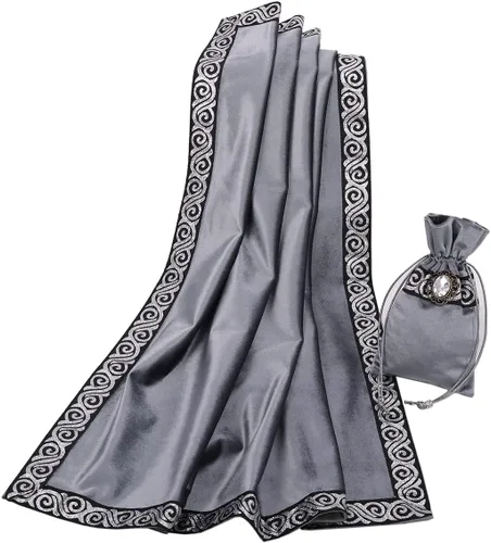 Miniatura 23 de BLESSUME Paño de mesa y bolsa de terciopelo de bruja Altar Tarot Paño cuadrado de adivinación (rosa)