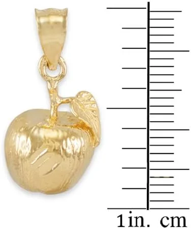 Miniatura 2 de Colgante de oro amarillo de 10 quilates de alto pulido con forma de hoja y fruta, Oro amarillo