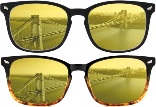 Miniatura 8 de Gafas de conducción nocturna para hombres y mujeres, lentes polarizados de visión nocturna antirreflejos Marco negro con lente amarilla nocturna