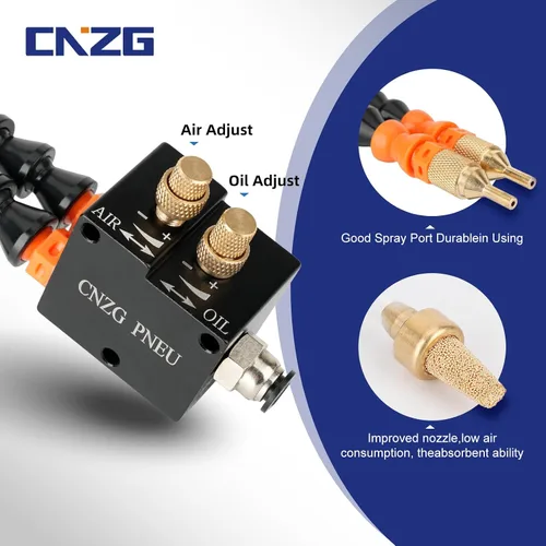 Miniatura 3 de 1/4" CNC doble refrigerante Mister para fresadora con base magnética, rociador de refrigeración, sistema de boquilla de pulverización de lubricación