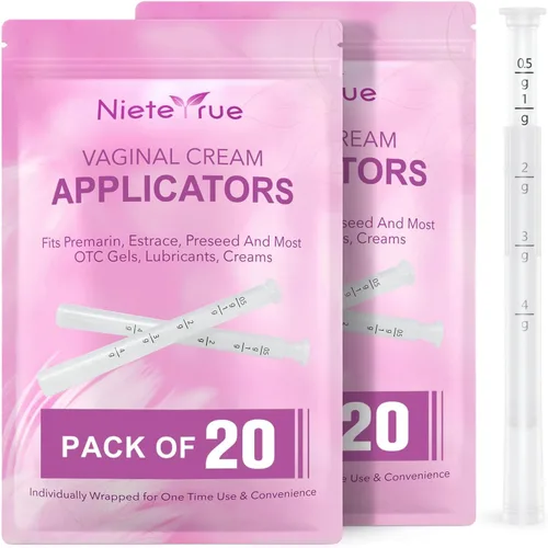 Nieteyrue Aplicadores vaginiales de plástico para crema (40 paquetes) Versión actualizada y marcas de dosificación envueltas individualmente que se