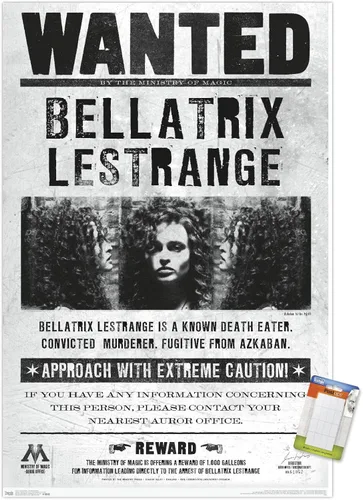 Miniatura 14 de Trends International El mundo mágico: Harry Potter - Póster de Bellatrix Wanted, 14.725" x 22.375", versión con marco de madera tipo granero