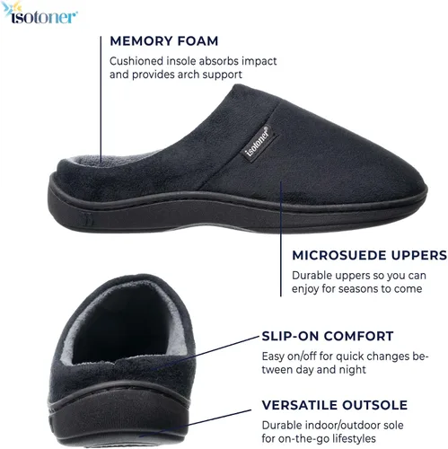 Miniatura 2 de Pantufla Isotoner con talón abierto, con espuma viscoelástica, suela interior y exterior, para hombre