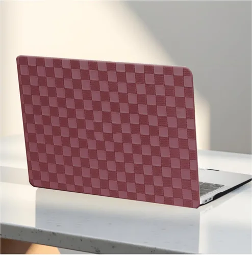 Miniatura 12 de Funda a cuadros para MacBook Air de 13 pulgadas M5 M4 M3 M2 2026-2022 A3240 A3113 A2681, piel a cuadros con textura a cuadros para MacBook Air 13.6