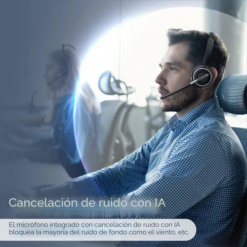 Miniatura 2 de (2025 Actualizado) Auriculares Inalámbricos con Micrófono para Trabajo, Auriculares Bluetooth con Micrófono de Cancelación de Ruido con Dongle, Base