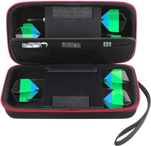ALKOO Estuche de dardos para 6 piezas de acero y punta suave, organizador de almacenamiento con capacidad para 6 dardos y puntas, ejes y accesorios
