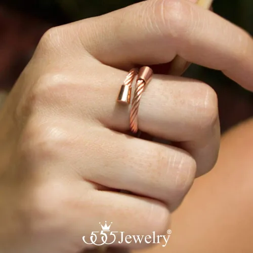 Miniatura 2 de 555Jewelry Anillo abierto ajustable de acero inoxidable para mujeres y niñas