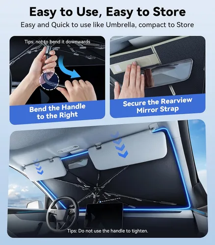 Miniatura 6 de Nmoiss - Parasol para parabrisas Nmoiss - [Escudo térmico con revestimiento de vinilo] Protege el automóvil de los rayos solares y daños por calor