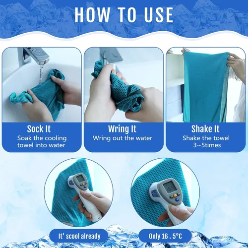 Miniatura 4 de Hosuly Paquete de 30 Toallas Refrescantes, 40"x12" Hielo Transpirables Suaves Frías Paño de Sudor Microfibra Paños de Entrenamiento para Gimnasio