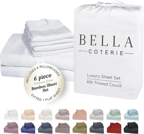 Miniatura 61 de Bella Coterie - Juego de sábanas de lujo de viscosa de bambú para cama tamaño split king 2 sábanas ajustadas para camas Sleep Number y camas 06