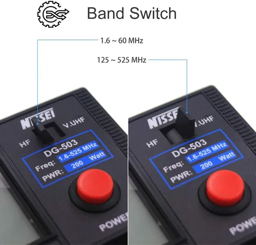 Miniatura 2 de NISSEI DG-503 - Medidor de potencia RF digital LCD de 3.5" SWR VSWR de onda corta HF 1.6-60MHz y VHF/UHF 125-525MHz 1-200W para radio de dos vías