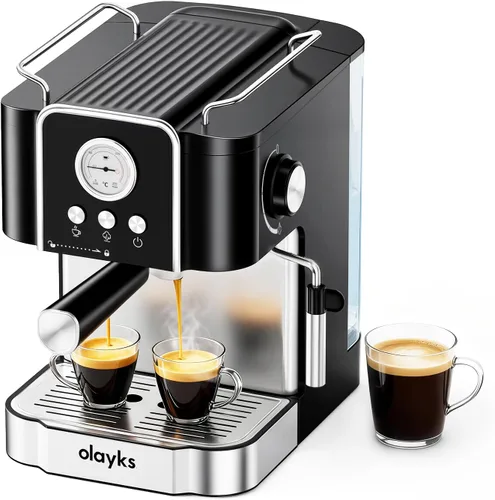 Máquina de café expreso de 20 bares, cafetera compacta con varita de vapor de leche y acero inoxidable con tanque de agua extraíble de 60 onzas para
