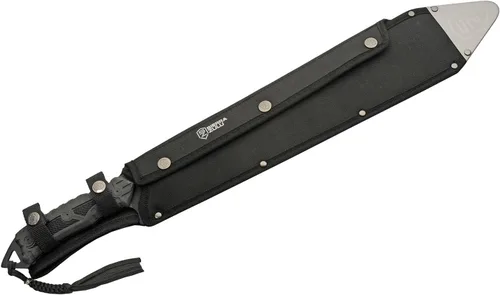 Miniatura 8 de Sierra Zulu Trident Machete - Acero inoxidable, 24.0 pulgadas en general, hoja modificada Tanto con borde trasero de diente de sierra, funda táctica