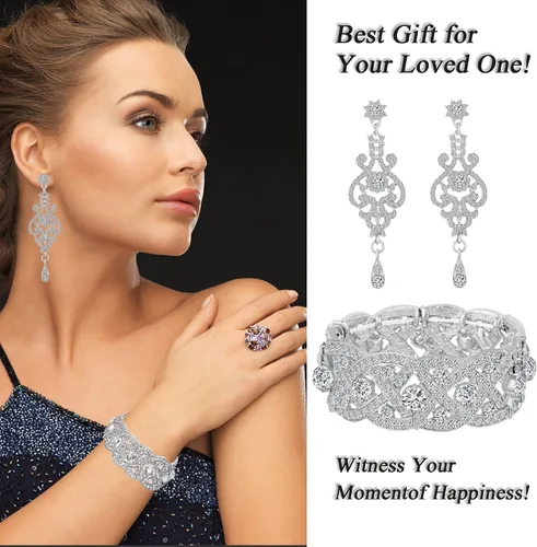 Miniatura 7 de Pulseras elásticas para mujer, con diamantes de imitación, para boda, novia, dama de honor, tenis, pulseras elásticas con diamantes de imitación