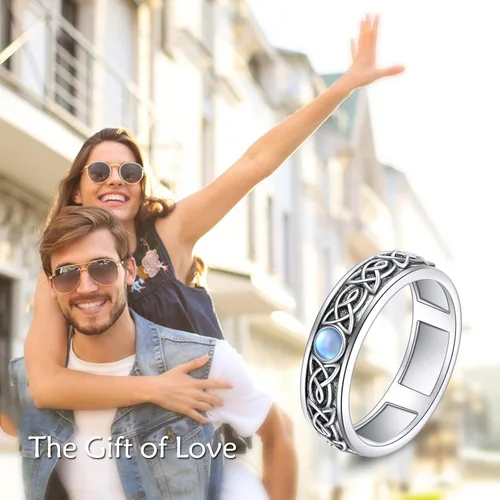 Miniatura 3 de POPLYKE Anillos giratorios giratorios de plata de ley para mujer, para aliviar el estrés, regalo