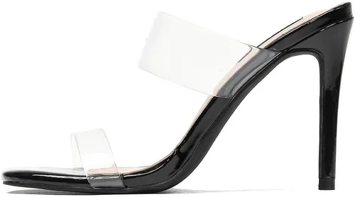 Miniatura 2 de Sandalias transparentes de tacón alto con dos correas para mujer, sin cordones, con punta cuadrada