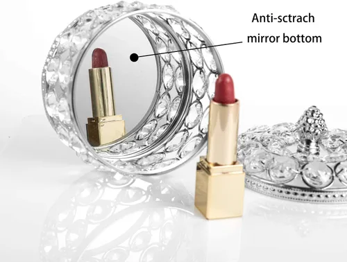 Miniatura 3 de Feyarl Caja organizadora de joyas de cristal transparente, aretes, anillos, almacenamiento del tesoro, recuerdo con superficie de espejo de vidrio