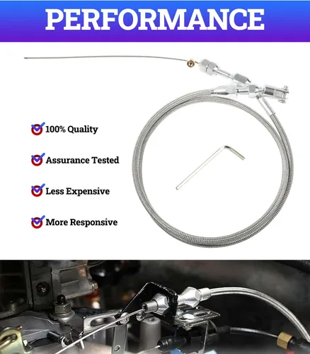 Miniatura 2 de Kit de cable del acelerador de 36 pulgadas, cable de acelerador trenzado para automóvil, kit de reparación de cable de acelerador trenzado de acero