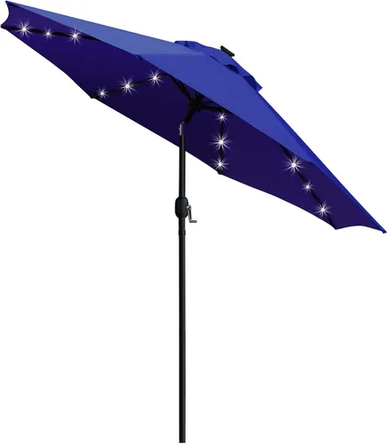 Miniatura 12 de Sunnyglade Sombrilla de patio con luz LED solar de 9 pies con 8 varillas/ajuste de inclinación y sistema de elevación de manivela (azul turquesa)