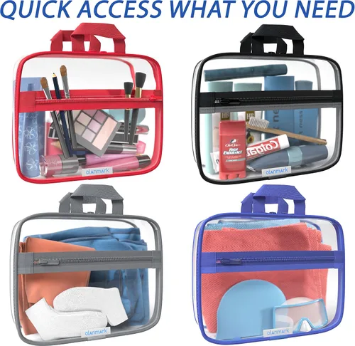Miniatura 3 de Olanmark Neceser transparente - Bolsa de maquillaje de PVC - Estuche de viaje grande transparente para cosméticos - Cubo de embalaje transparente