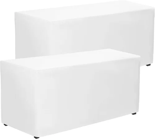 Miniatura 20 de PLOYMONO - Juego de 2 manteles ajustables, mantel de longitud hasta el suelo para mesa rectangular de 4 pies (122x61 cm) de poliéster, ideal