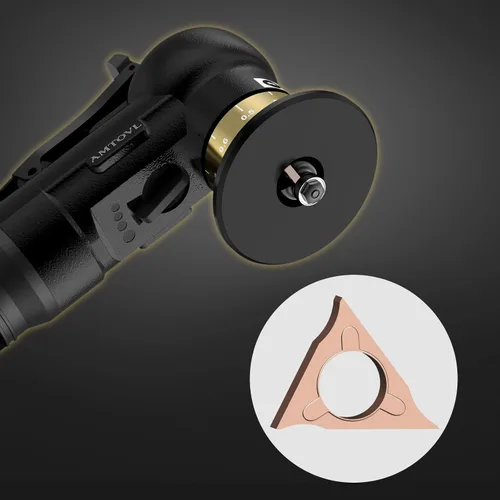 Miniatura 6 de AMTOVL 10 cabezales de corte triangulares en ángulo R para máquina de biselado neumática, insertos de torneado de carburo para mini chaflán de aire