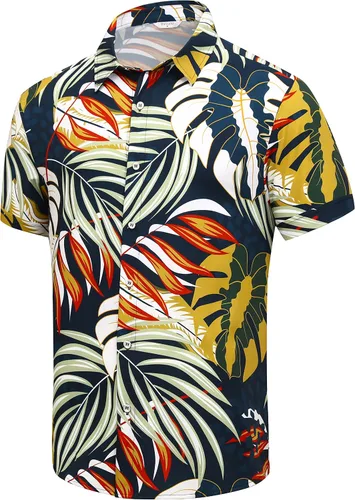 Miniatura 59 de SheLucki - Camisa hawaiana para hombre, unisex, de manga corta, con botones, para la playa y el verano, ropa casual estampada con sombra de palmas