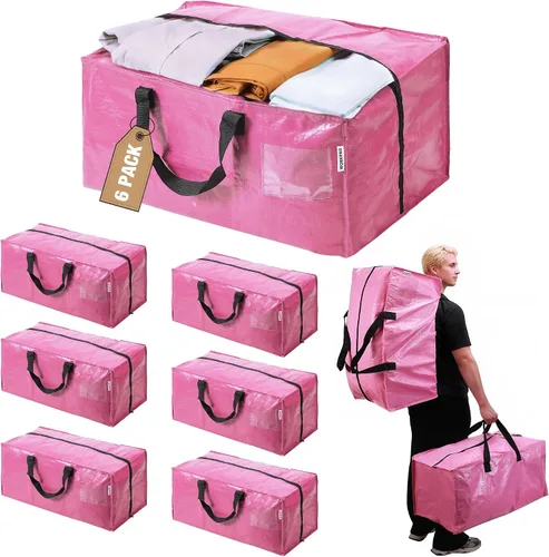 Miniatura 20 de WORKPRO 1 paquete de bolsas de mudanza extra grandes con cremalleras y asas de transporte, correas de mochila, bolsa de almacenamiento resistente