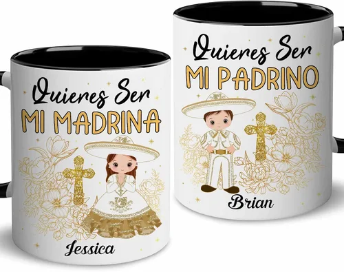 WHIDOBE Juego de tazas de propuesta de padrinos personalizados, juego de tazas de padrino de bautizo personalizado, Bautizo Recuerdos Juego De 2
