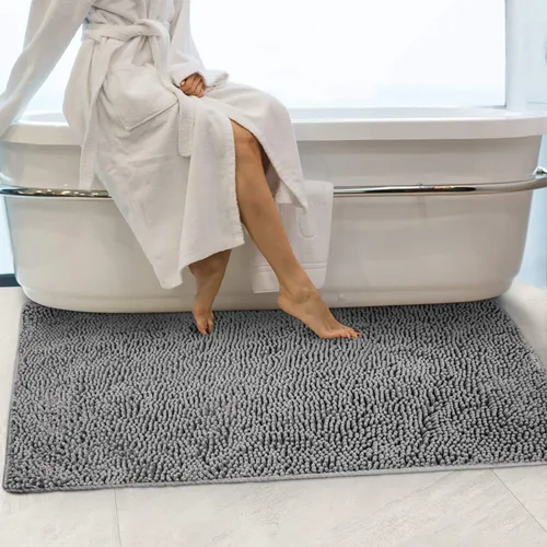Secura Alfombras de Baño, 47 x 28 Pulgadas, Extra Suaves y Gruesas, Alfombra de Baño Absorbente de Agua, Lavable a Máquina Alfombras de Baño Gris