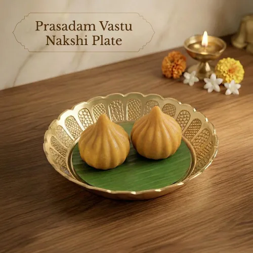 Miniatura 6 de Shubhkart Juego de platos Nakshi de latón macizo de alta calidad (3 tamaños: L/M/S) – Platos decorativos de Puja hechos a mano para Aarti, templo