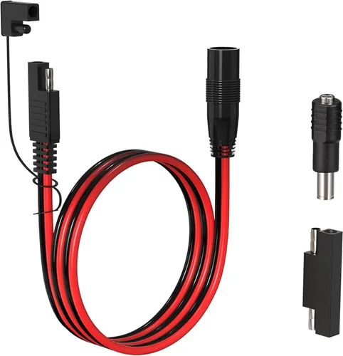 ELFCULB Adaptador de conector hembra a SAE, cable de extensión SAE de 14AWG de 2 pies con adaptador hembra de 2.165 in x 0.984 in de CC y adaptador