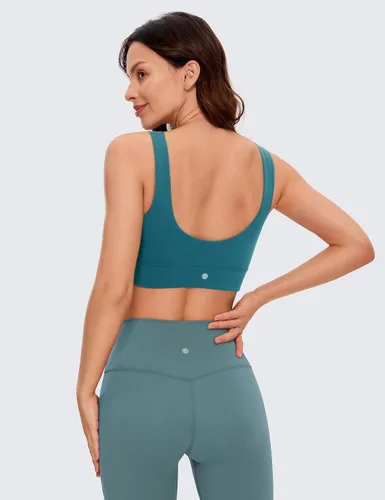 Miniatura 16 de CRZ YOGA Butterluxe - Brasier deportivo con espalda en U para mujer, cuello redondo, acolchado, de bajo impacto, para yoga, entrenamiento