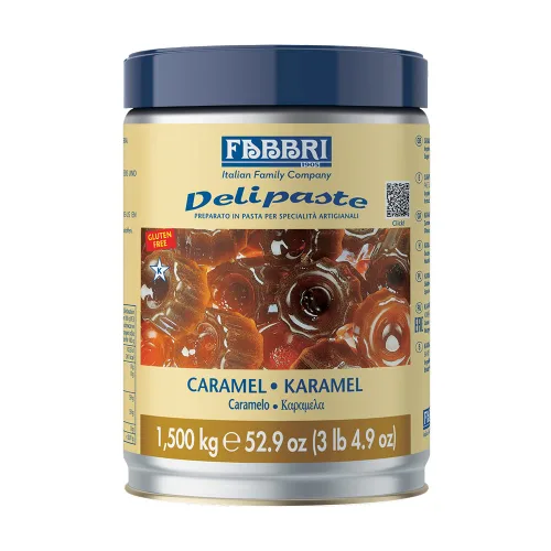 Fabbri Delipaste Caramelo, Compuesto aromatizante para gelato, helado, servicio suave, pastelería y confitería - 1 lata de 3.3 lb