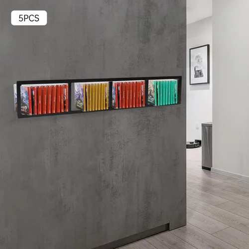 Miniatura 8 de Estante de almacenamiento de medios de 34 pulgadas para montaje en pared, organizador de CD y DVD, estante de metal, estante de almacenamiento