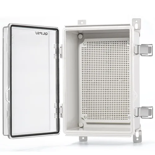 Miniatura 21 de QILIPSU - Caja de conexiones de acero inoxidable con tapa, bisagras y placa de montaje, universal, impermeable IP67, plástico ABS, gris, recinto
