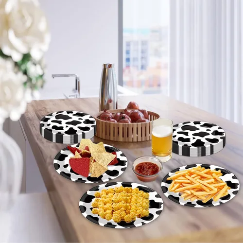 Miniatura 7 de 50 platos con estampado de vaca, platos de papel de vaca de 9 pulgadas, suministros de fiesta de safari en la selva, platos de fiesta con temática