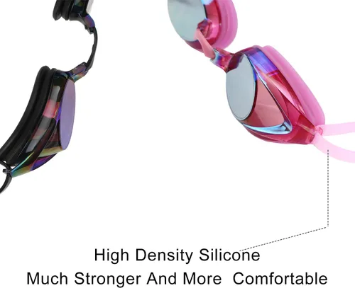 Miniatura 2 de Gafas de natación, paquete de 2 gafas de natación antivaho con protección UV sin fugas para adultos, hombres, mujeres, jóvenes Magenta y negro