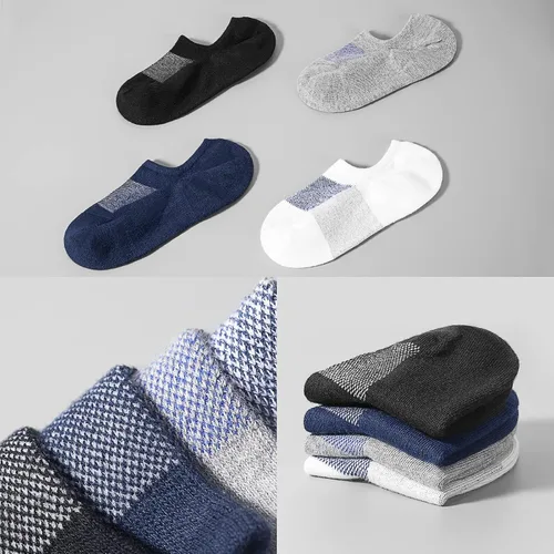 Miniatura 2 de IDEGG - Calcetines deportivos de algodón de corte bajo con agarre antideslizante para hombres