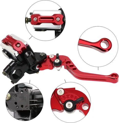 Miniatura 3 de Motocicleta 7/8 "0.866 in Manillar Freno Cilindro Maestro Palanca de Embrague CNC Izquierda y Derecha Juego Universal Compatible con Honda Kawasaki