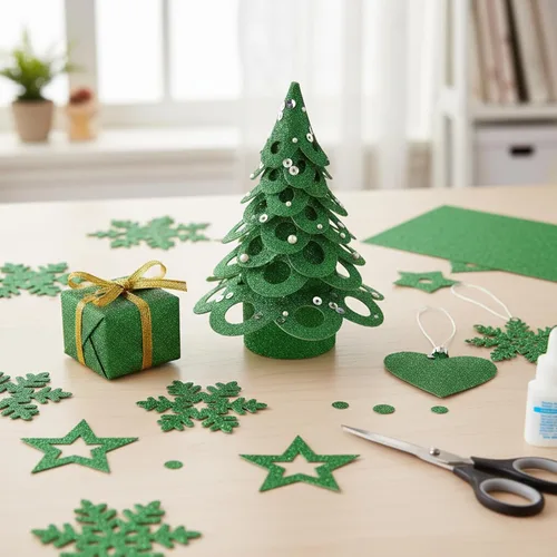 Miniatura 6 de Cartulina verde con purpurina, papel brillante de tamaño A4, papel con purpurina para Cricut, Gradustion, DIF, manualidades, construcción