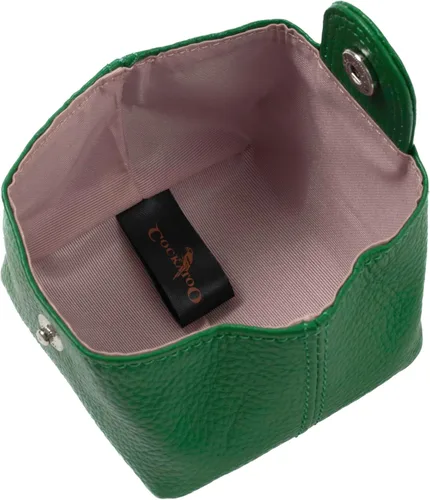 Miniatura 9 de Cockatoo Monedero de cuero genuino para cambio, mini billetera con bolsillo a presión para hombres y mujeres, Rojo (Aurora Red), Casual