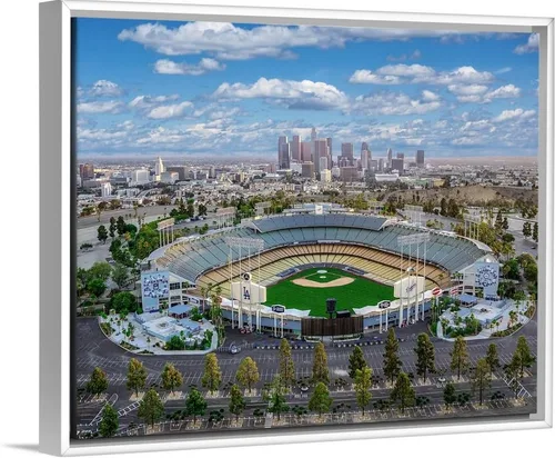 Miniatura 9 de CANVAS ON DEMAND Estadio Dodger de Los Ángeles Lienzo Enmarcado Flotante Negro Arte de Pared Impreso por Copterpilot Photography, Fotografía