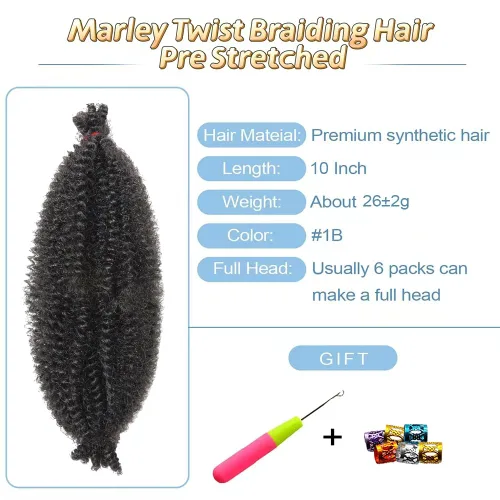 Miniatura 5 de Cabello para trenzar de 10 pulgadas para locs suaves sintéticos, trenzas de ganchillo Passion Spring Cuban Twist Hair Butterfly Loc Marley Twist