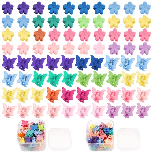 Miniatura 9 de SuPoo Pinzas para el pelo de garra para niñas, 20 piezas de mini flores negras y clips de pulpo para cabello fino y corto, accesorios de peinado 1.1